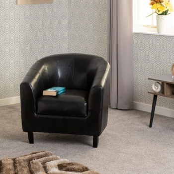 Tempo Tub Chair in Faux Leather - Black