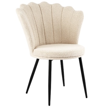 Genesis Freya Accent Chair with Petal Back Scallop Chair in Boucle - Cream