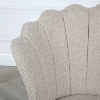 Genesis Freya Accent Chair with Petal Back Scallop Chair in Boucle - Cream