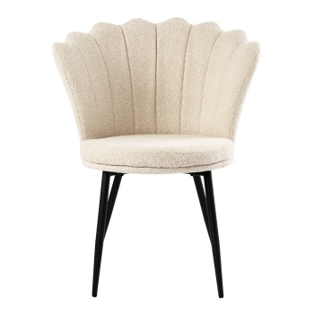 Genesis Freya Accent Chair with Petal Back Scallop Chair in Boucle - Cream