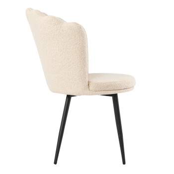 Genesis Freya Accent Chair with Petal Back Scallop Chair in Boucle - Cream