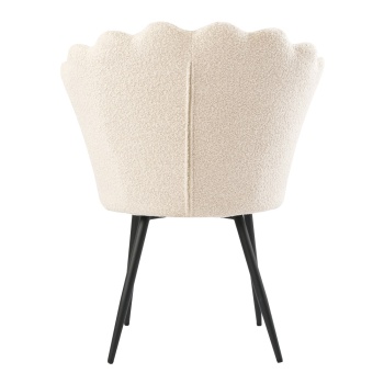 Genesis Freya Accent Chair with Petal Back Scallop Chair in Boucle - Cream