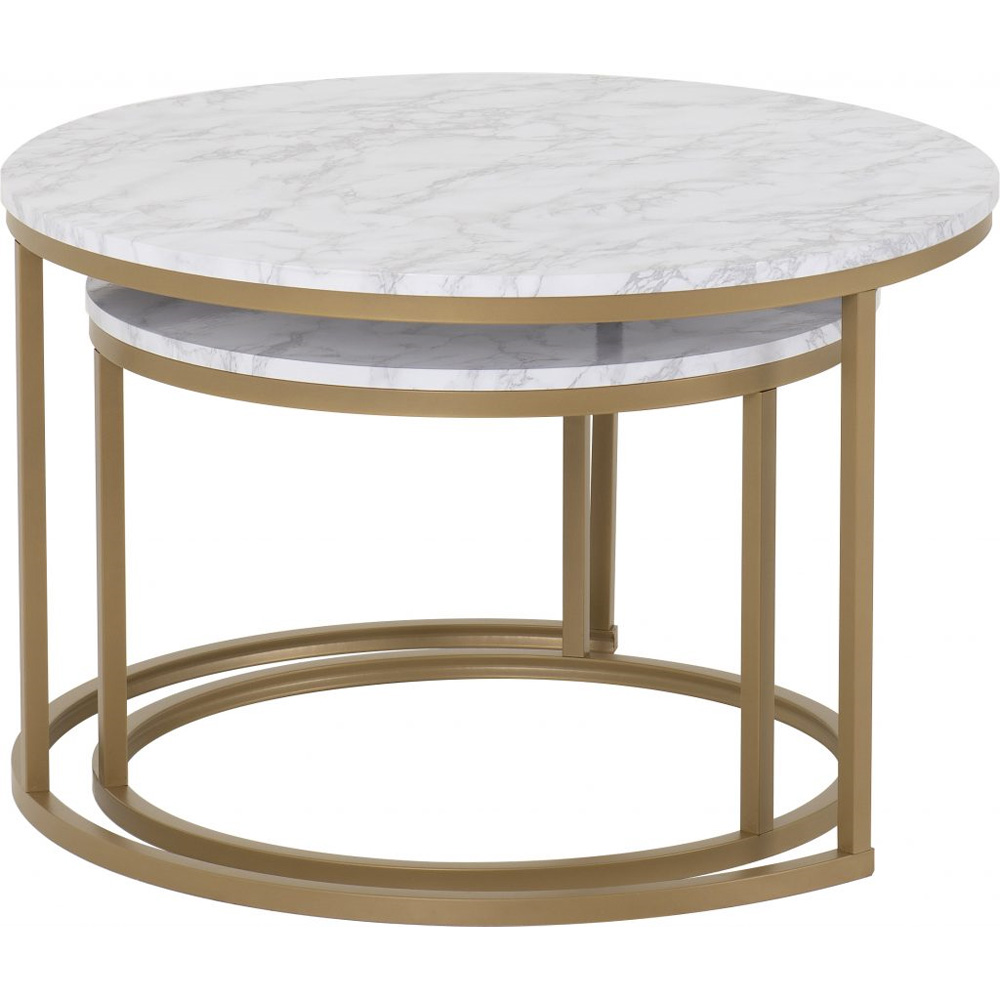 Dallas Round Coffee Table Pair - Marble Effect | Free & Fast P&P