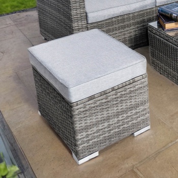 Vancouver Deluxe Rattan 7 Seater Corner Garden Furniture Patio Set - Grey