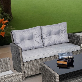 Vinci Luxury Grey Rattan Sofa Set with Table and Armchairs  Outdoor Patio Furniture FREE Cover