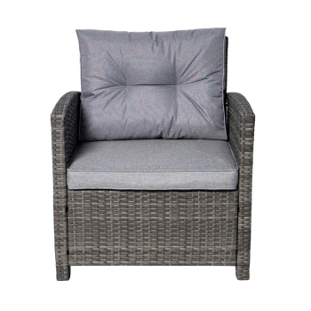 Vinci Luxury Grey Rattan Sofa Set with Table and Armchairs  Outdoor Patio Furniture FREE Cover